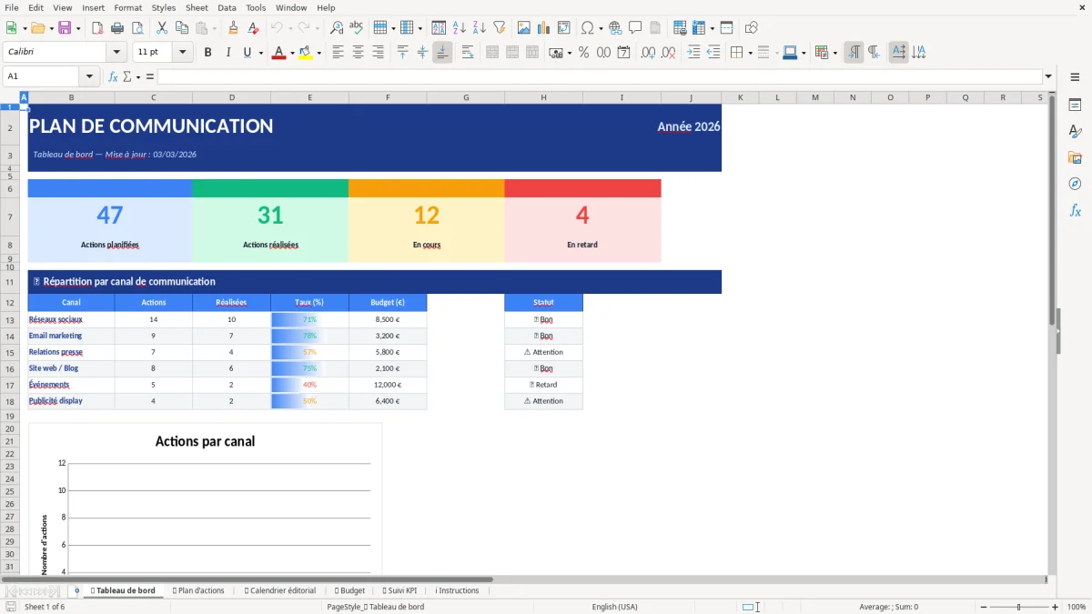 Modèle Plan de Communication Excel Gratuit - 2026